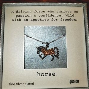 NWT Fine Silver Plated Horse Necklace